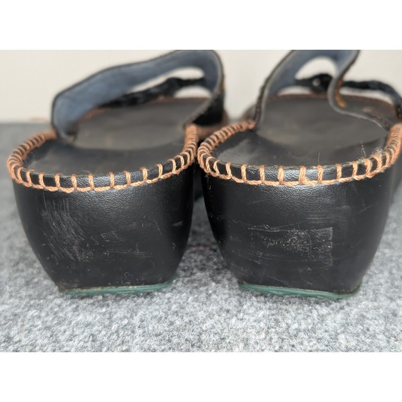 Indigo By Clarks Wedge Womens Black Leather Embroidered Sandals Size 8.5M - Picture 5 of 12